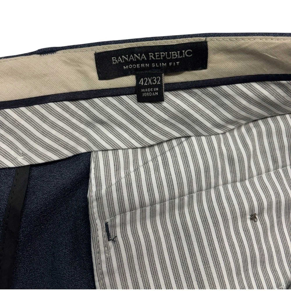 Banana Republic 42x32 Charcoal Dress Suit Pants Flat Front Wool Modern Slim Fit